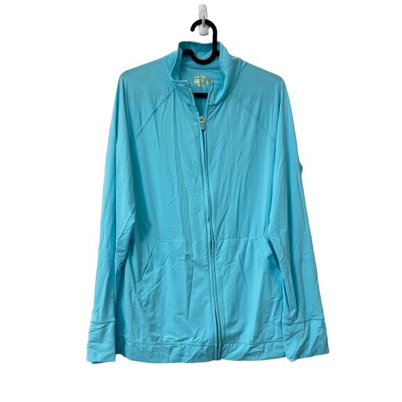 Lilly Pulitzer Luxletic Blue Performance Tennis Full Zip Long Sleeve Jacket M - Picture 1 of 6